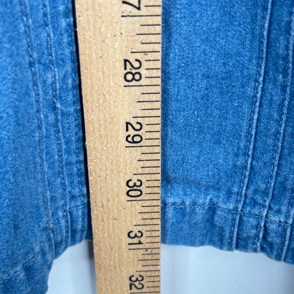 VTG 90s Embroidered Denim Shirt 20W Floral Cottage Granny Boho Retro Button Down - Picture 6 of 9